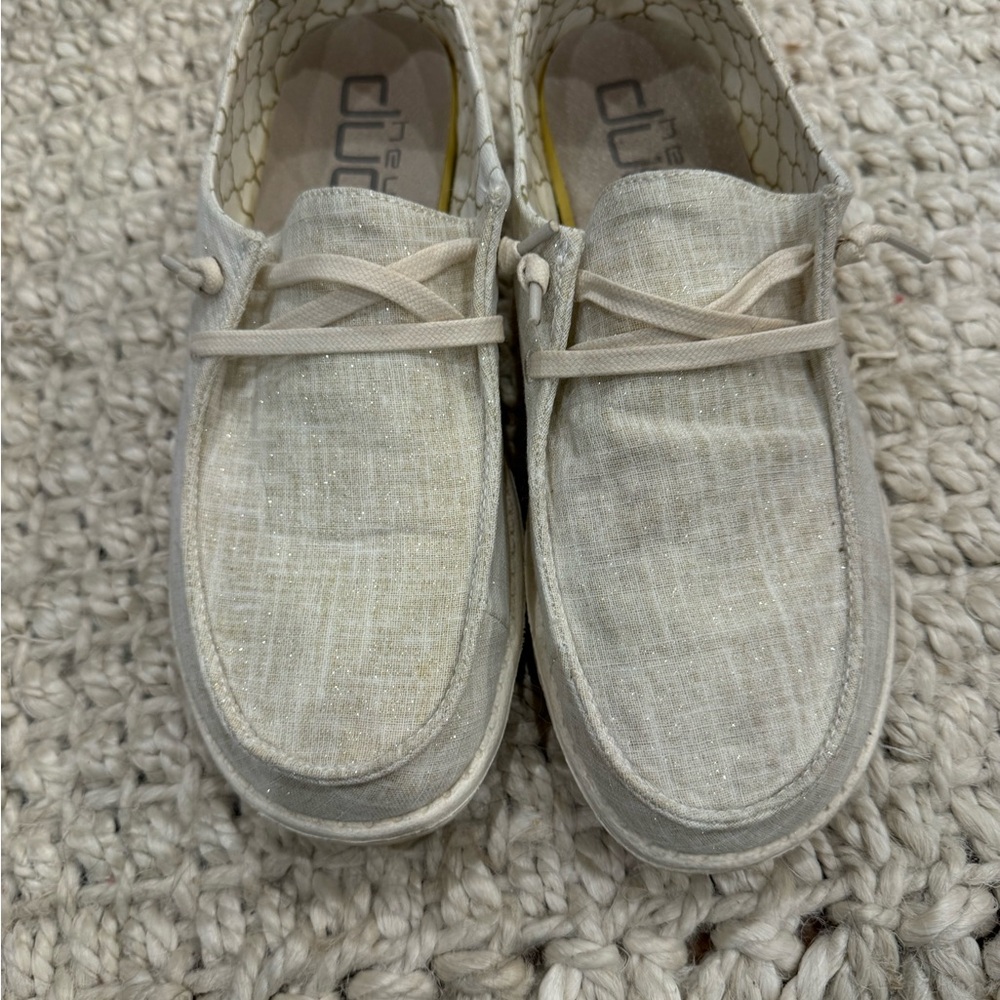 Hey Dude Cream Casual Loafers